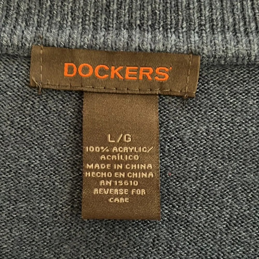 Men’s Dockers V-Neck Sweater Dusty Blue Large - Picture 2 of 3